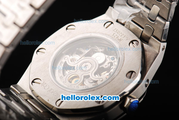 Audemars Piguet Royal Oak Automatic Movement White Skeleton Dial with Silver Case and SS Strap - Click Image to Close